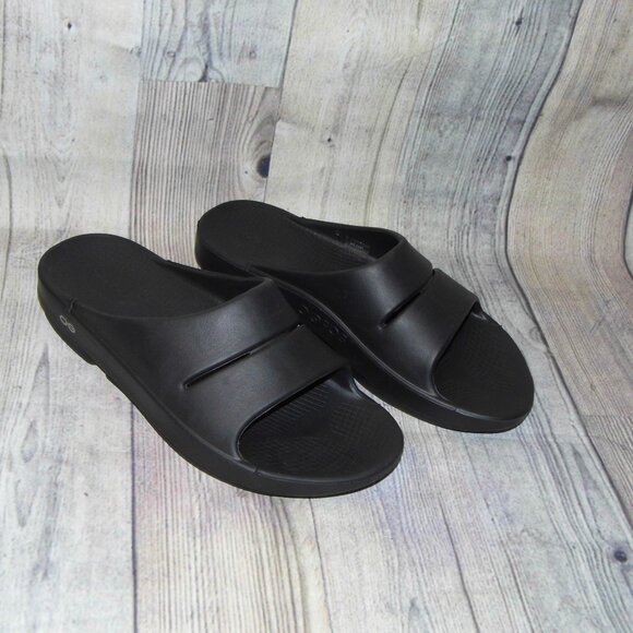 OOFOS OOahh Black Slide Sandals Womens Size 11 - Picture 1 of 7